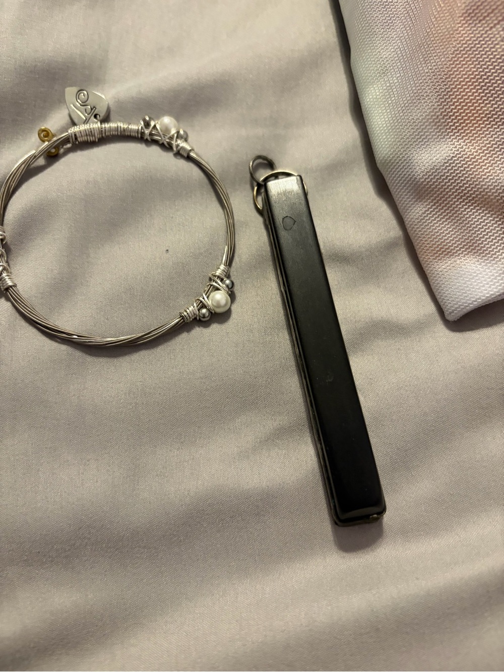 Guitar wire bracelet and keyboard key charm
